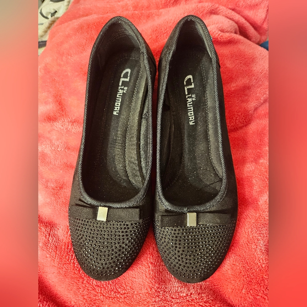CL by Laundry Black Studded Flats